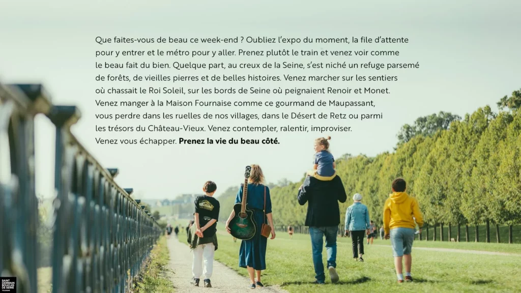 saint germain boucles seine plateforme de marque redaction contenu signature positionnement publicité communication concept 